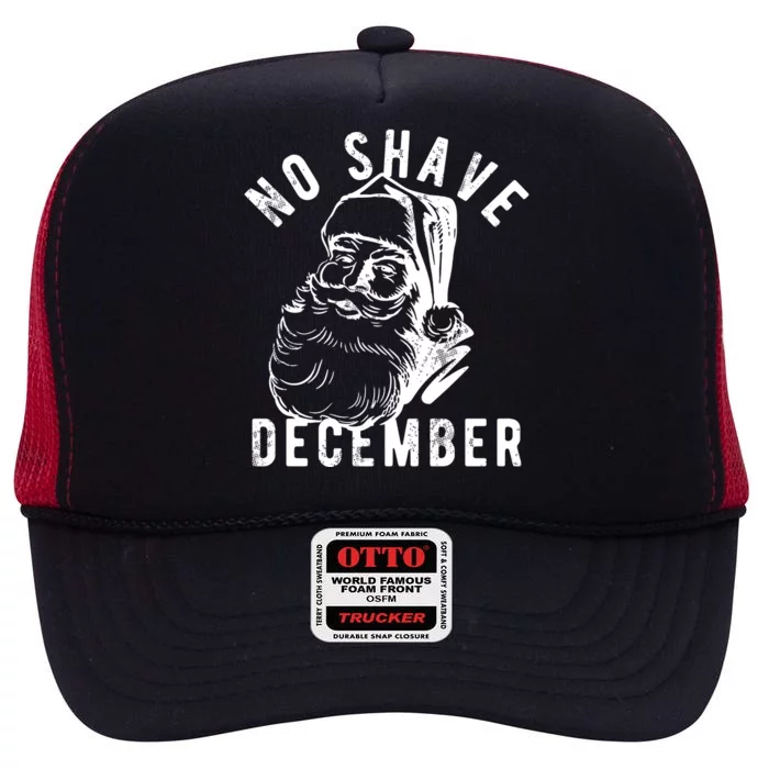 No Shave December Santa Claus Funny Holiday High Crown Mesh Trucker Hat