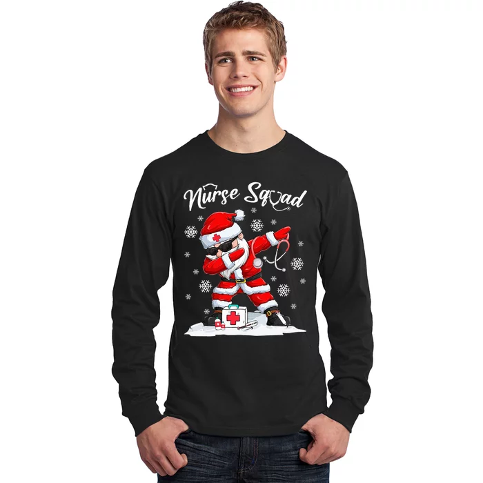 Nurse Squad Dabbing Santa Scrubs Funny Christmas Long Sleeve Shirt