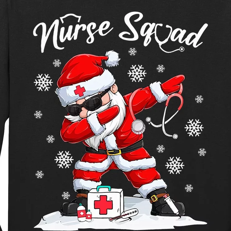 Nurse Squad Dabbing Santa Scrubs Funny Christmas Tall Long Sleeve T-Shirt