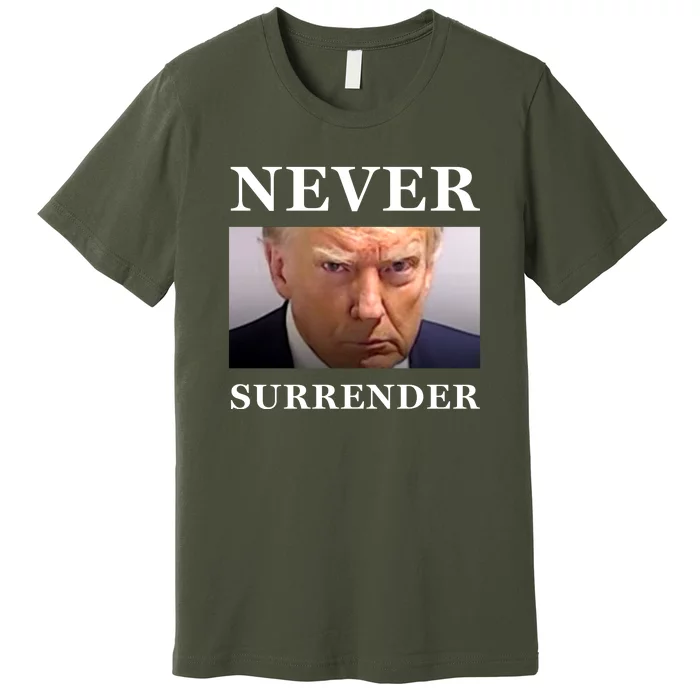 Never Surrender Donald Trump For President 2024 Mugshot Premium T-Shirt