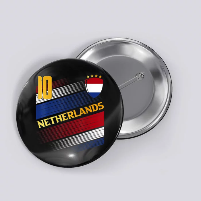 Netherlands Soccer Dutch Flag Football Retro 10 Jersey Button