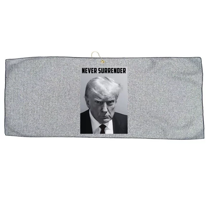 Never Surrender Donald Trump Mugshot Large Microfiber Waffle Golf Towel