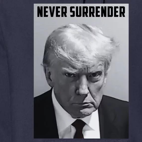 Never Surrender Donald Trump Mugshot Premium Hoodie