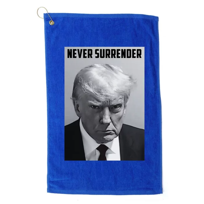 Never Surrender Donald Trump Mugshot Platinum Collection Golf Towel