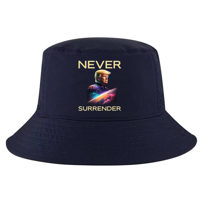 Never Surrender Donald Trump For President 2024 Cool Comfort Performance Bucket Hat