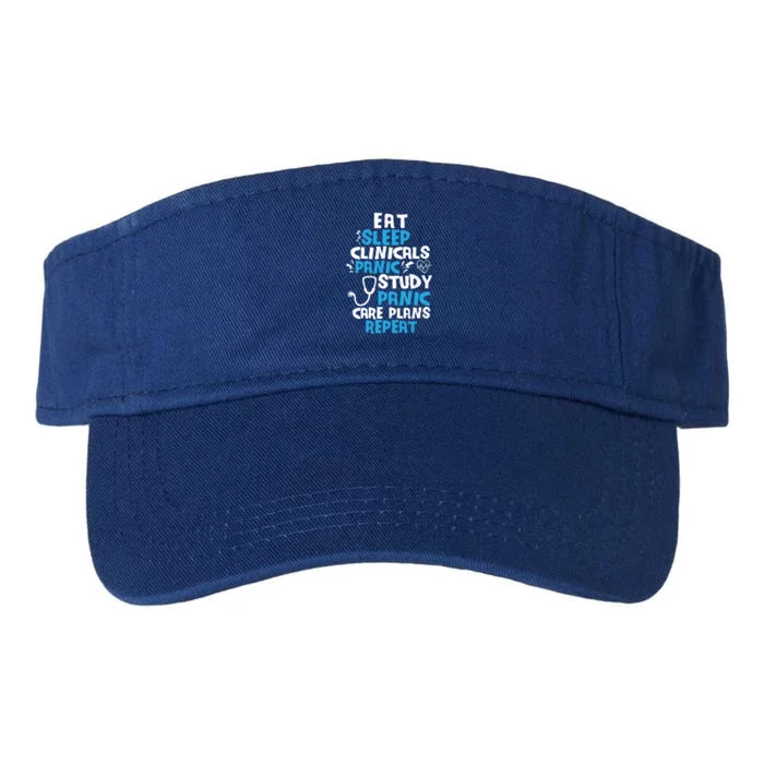 Nursing School: Eat Sleep Clinicals Panic Study Nurse Meaningful Gift Valucap Bio-Washed Visor