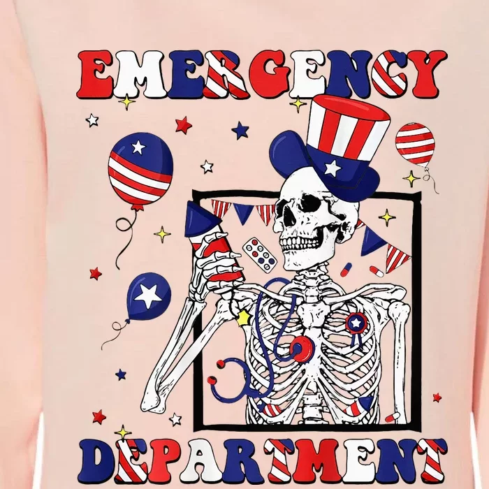 Nurse Skeleton Emergency Department 4th Of July Womens California Wash Sweatshirt