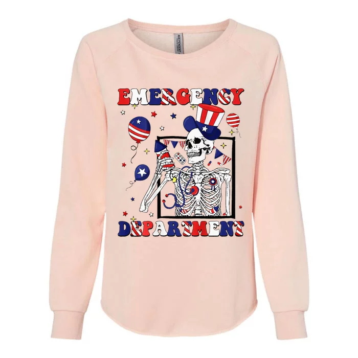 Nurse Skeleton Emergency Department 4th Of July Womens California Wash Sweatshirt