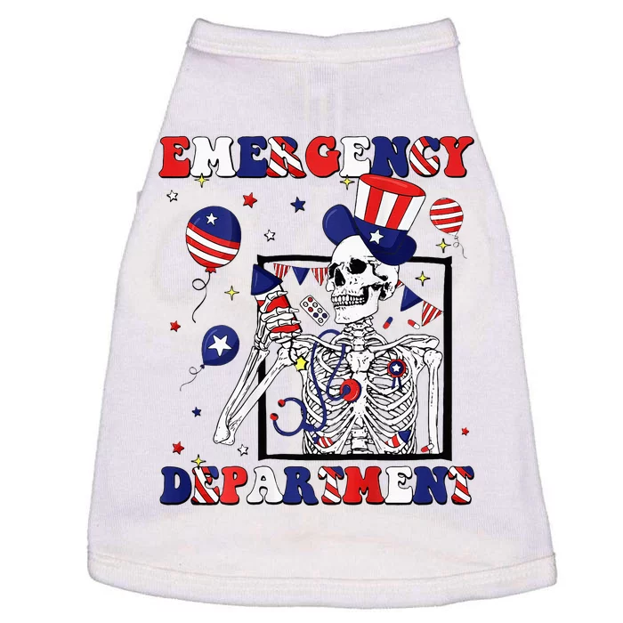 Nurse Skeleton Emergency Department 4th Of July Doggie Tank