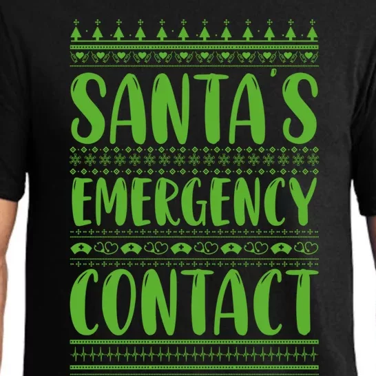 Nurse SantaS Emergency Contact Christmas Funny Funny Gift Pajama Set