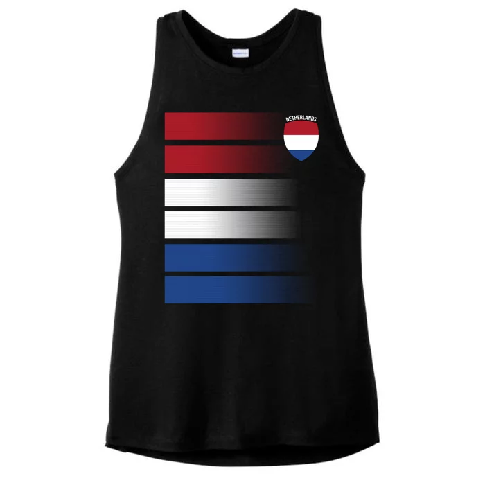 Netherlands Soccer Fan Team Jersey Ladies Tri-Blend Wicking Tank