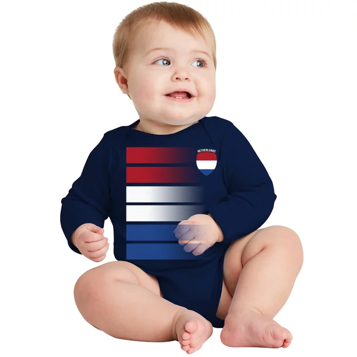 Netherlands Soccer Fan Team Jersey Baby Long Sleeve Bodysuit