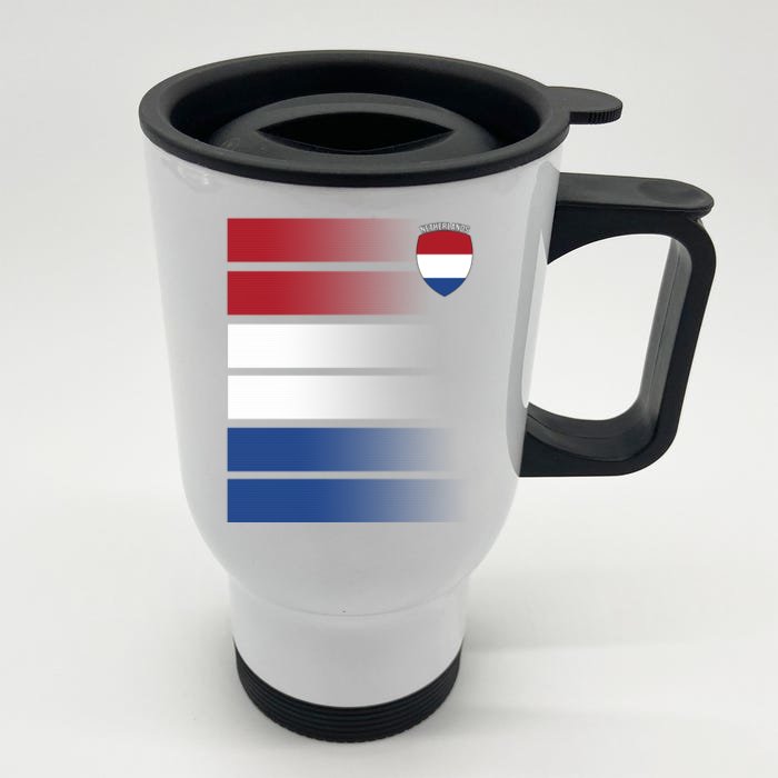 Netherlands Soccer Fan Team Jersey Front & Back Stainless Steel Travel Mug