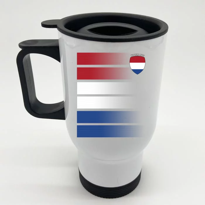 Netherlands Soccer Fan Team Jersey Front & Back Stainless Steel Travel Mug