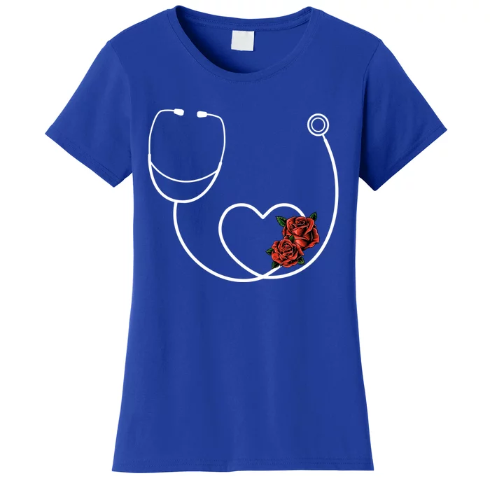 Nurse Stethoscope Flower Heart Nursing Gift Women's T-Shirt