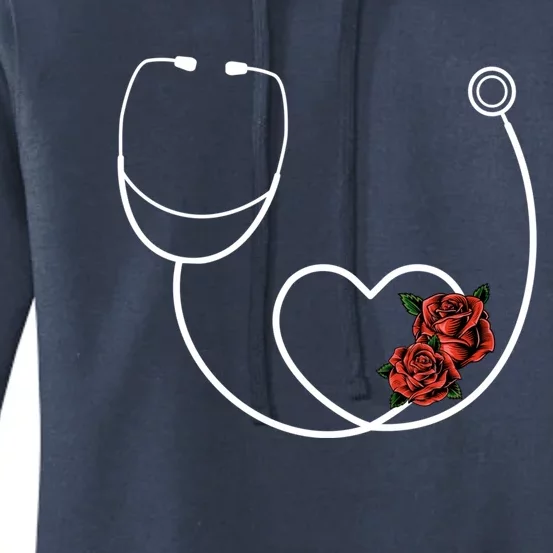 Nurse Stethoscope Flower Heart Nursing Gift Women's Pullover Hoodie