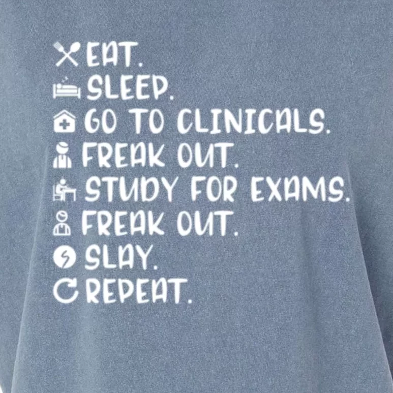 Nursing School Funny Nurse Eat Sleep Clinicals Study Slay Gift Garment-Dyed Women's Muscle Tee