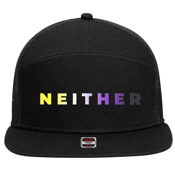 Neither Subtle Flag Enby 7 Panel Mesh Trucker Snapback Hat