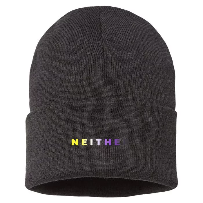 Neither Subtle Flag Enby Sustainable Knit Beanie