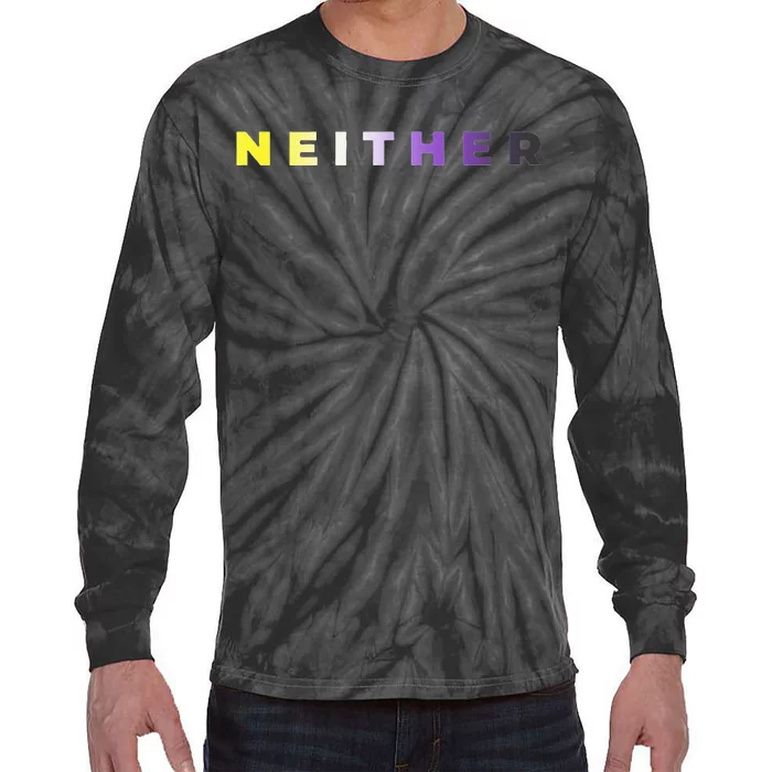 Neither Subtle Flag Enby Tie-Dye Long Sleeve Shirt