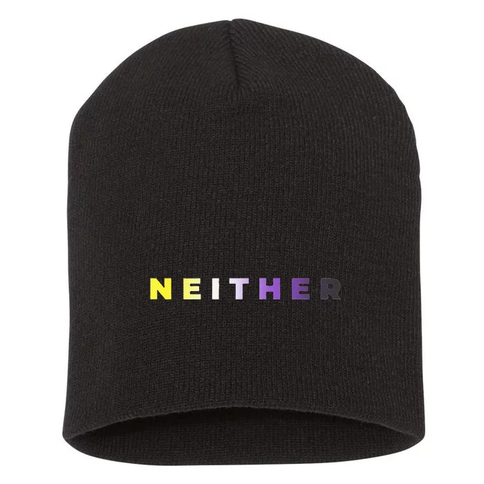 Neither Subtle Flag Enby Short Acrylic Beanie