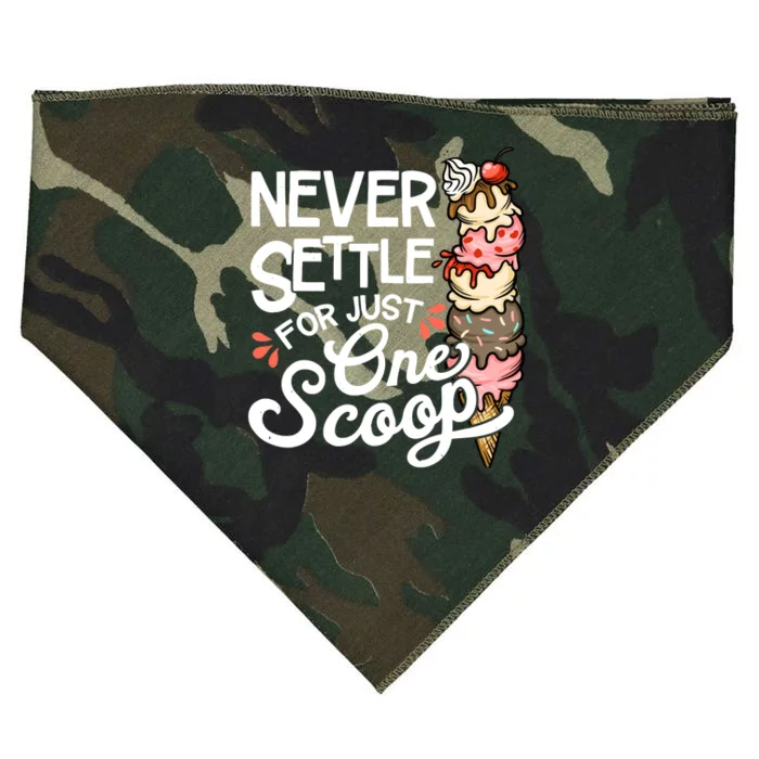 Never Settle For Just One Scoop Ice Cream Funny USA-Made Doggie Bandana