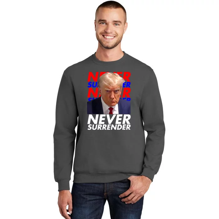 Never Surrender Fingerprint USA President Donald Trump 2024 Gift Tall Sweatshirt