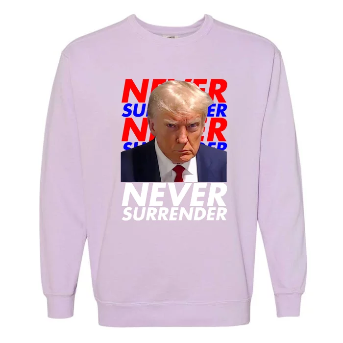 Never Surrender Fingerprint USA President Donald Trump 2024 Gift Garment-Dyed Sweatshirt