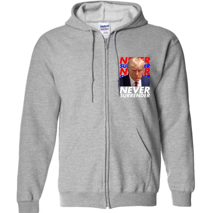 Never Surrender Fingerprint USA President Donald Trump 2024 Gift Full Zip Hoodie