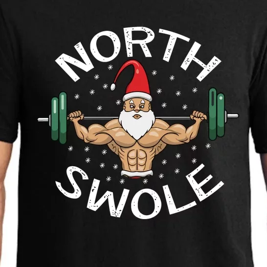 North Swole Funny Workout Santab Bodybuilder Christmas Graphic Novelty Fitness Pajama Set