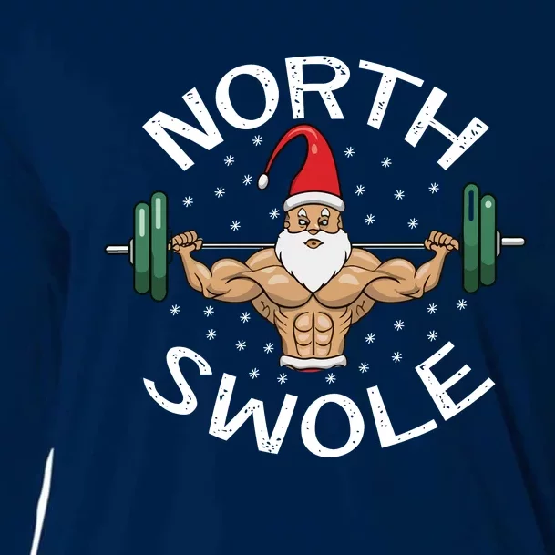 North Swole Funny Workout Santab Bodybuilder Christmas Graphic Novelty Fitness Cooling Performance Long Sleeve Crew