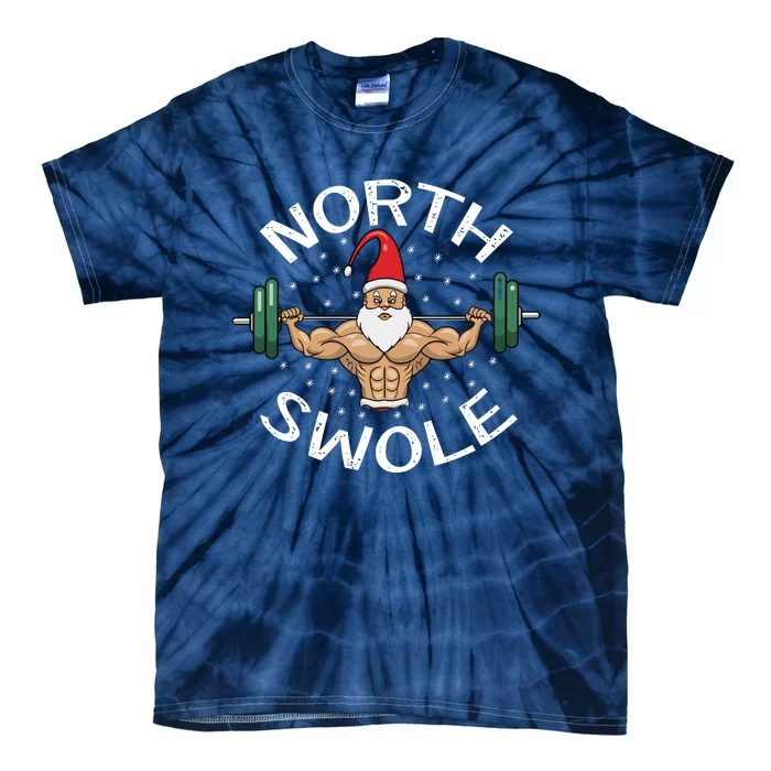 North Swole Funny Workout Santab Bodybuilder Christmas Graphic Novelty Fitness Tie-Dye T-Shirt