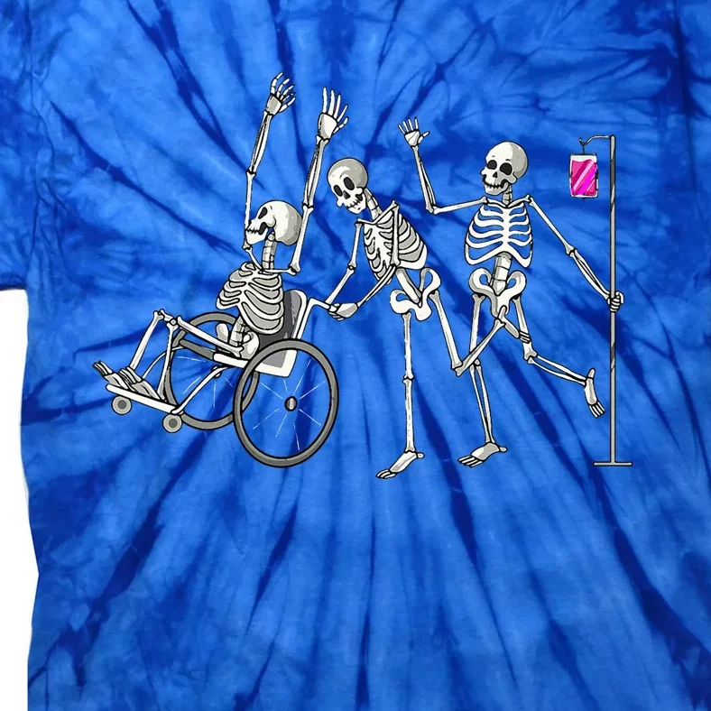 Nurse Skeletons Funny Halloween Hospital Healthcare Crew Tie-Dye T-Shirt