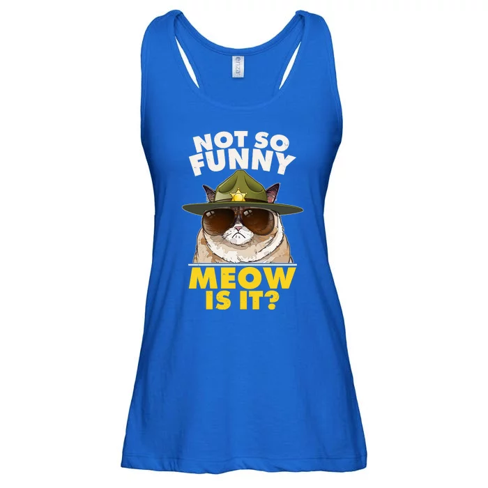 Not So Funny Meow Is It Grumpy Cat Police Trooper Ladies Essential Flowy Tank