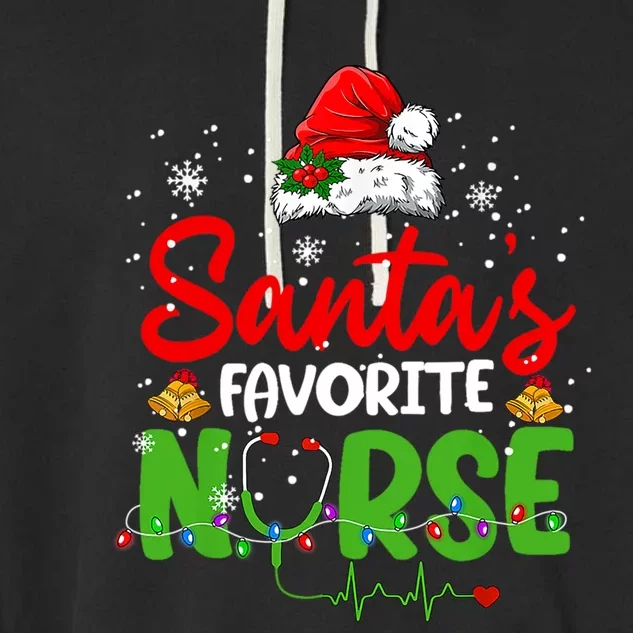 Nurse Santas Favorite Nurse Funny Christmas Gift Garment-Dyed Fleece Hoodie