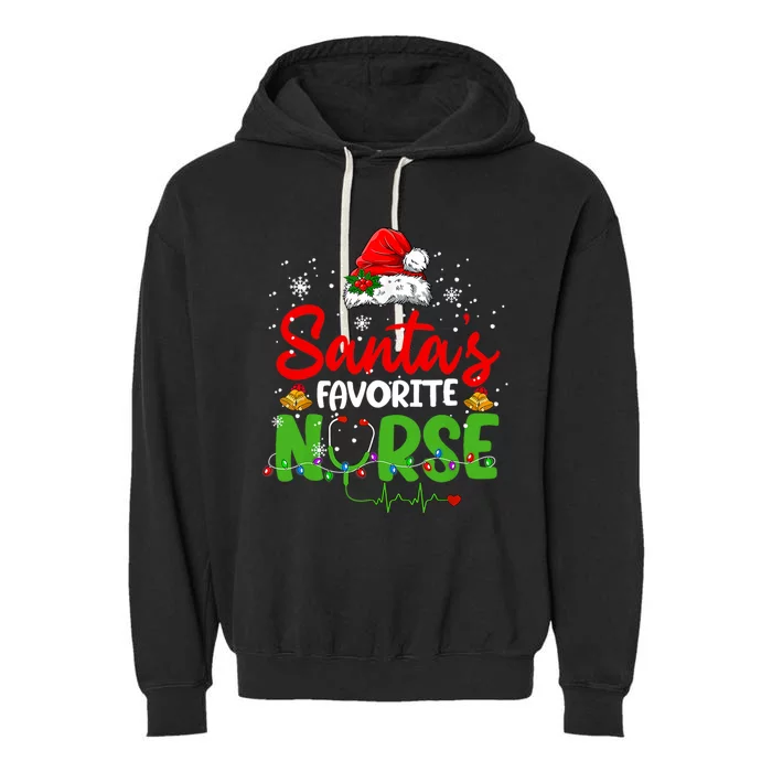 Nurse Santas Favorite Nurse Funny Christmas Gift Garment-Dyed Fleece Hoodie