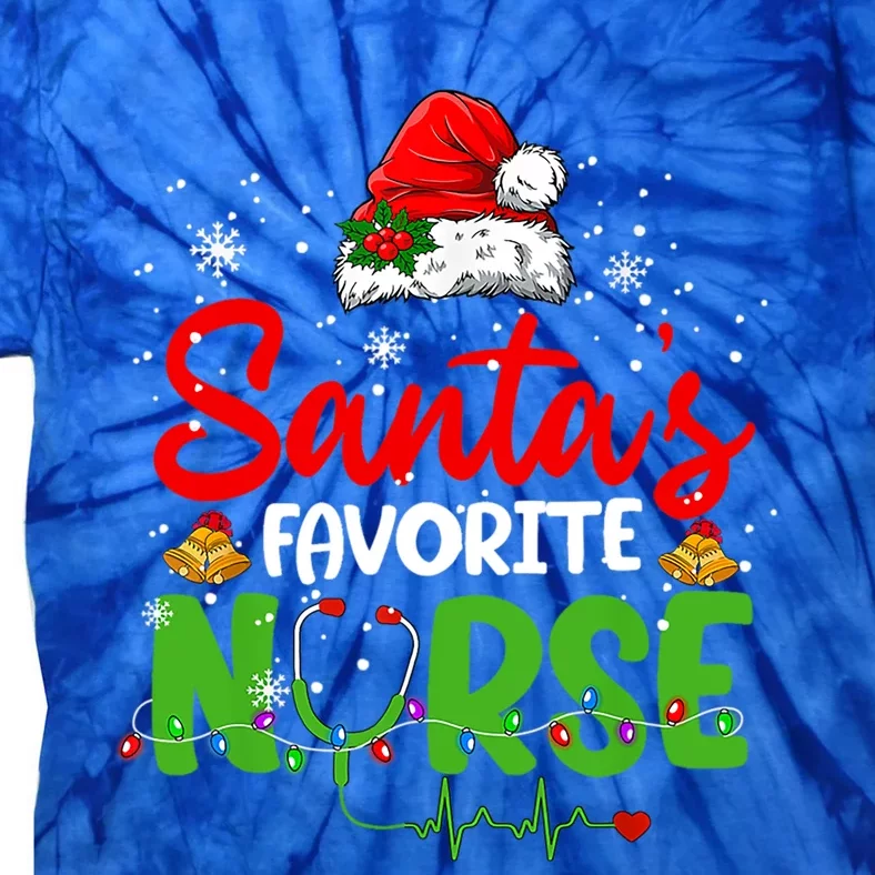 Nurse Santas Favorite Nurse Funny Christmas Gift Tie-Dye T-Shirt