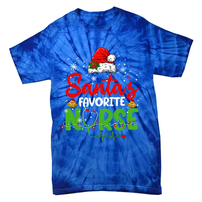 Nurse Santas Favorite Nurse Funny Christmas Gift Tie-Dye T-Shirt