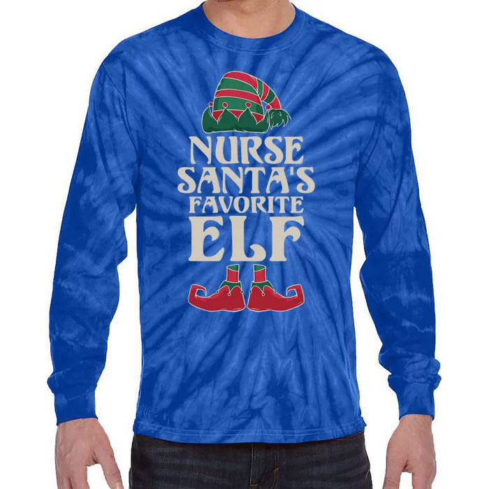 Nurse Santas Favorite Elf Work Hospital Nursing Gift Tie-Dye Long Sleeve Shirt