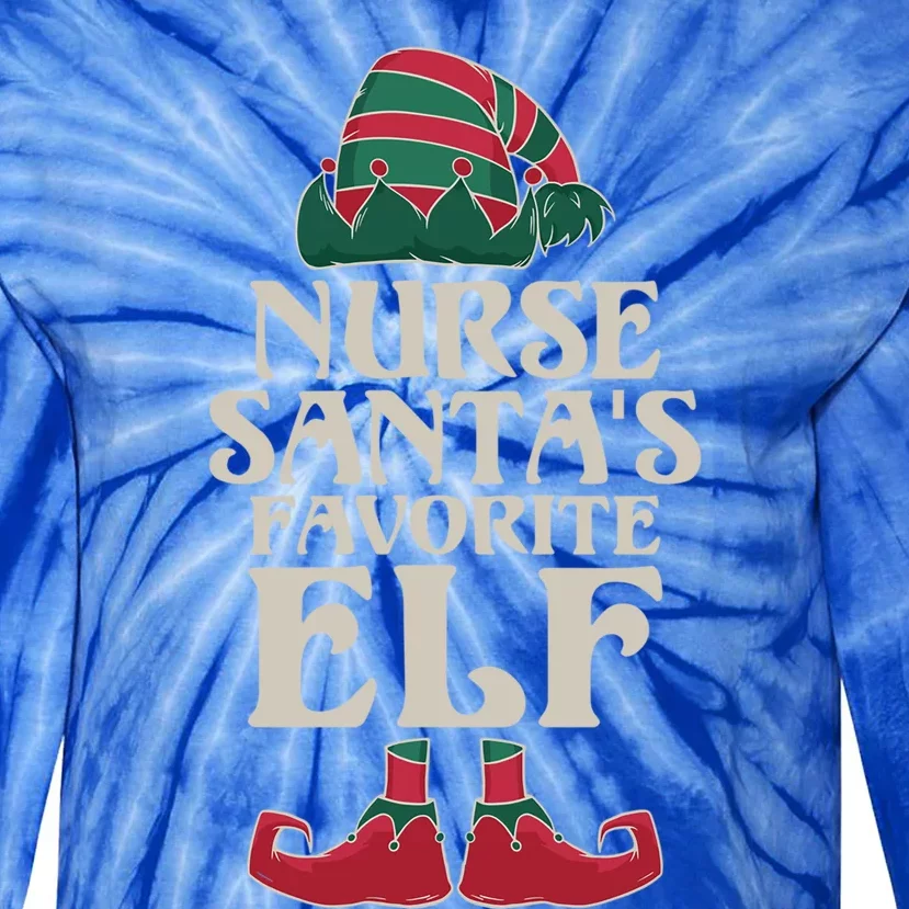 Nurse Santas Favorite Elf Work Hospital Nursing Gift Tie-Dye Long Sleeve Shirt