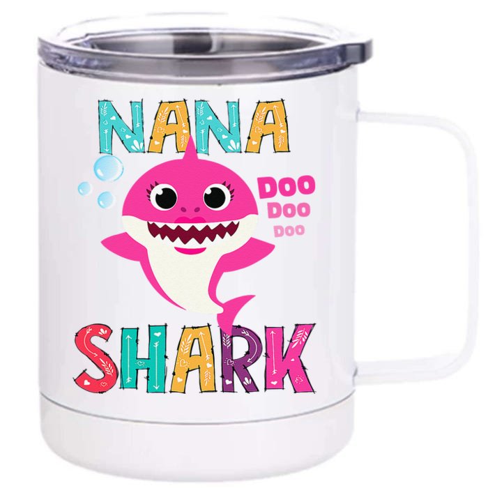 Nana Shark, Funny Mother's Day Gift For Women Mom Front & Back 12oz Stainless Steel Tumbler Cup