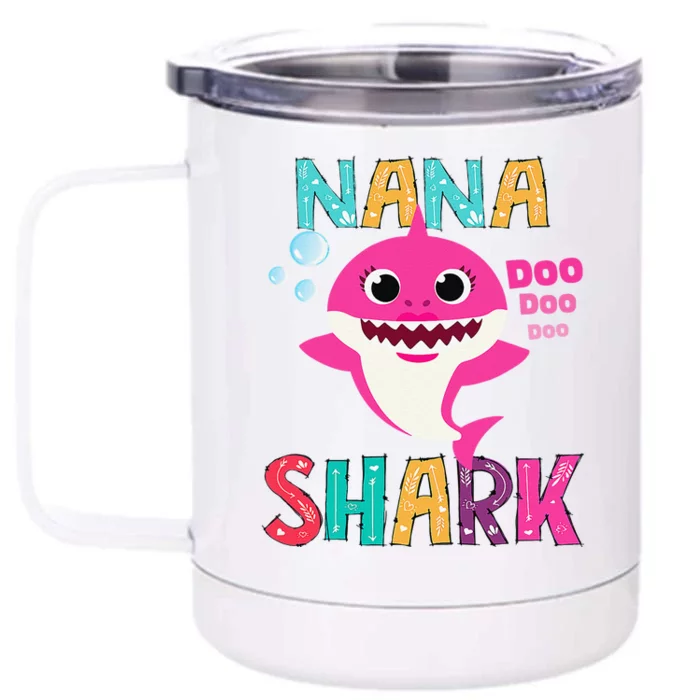 Nana Shark, Funny Mother's Day Gift For Women Mom Front & Back 12oz Stainless Steel Tumbler Cup