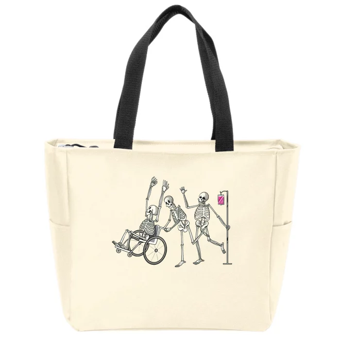 Nurse Skeletons Funny Halloween Hospital Healthcare Crew Zip Tote Bag