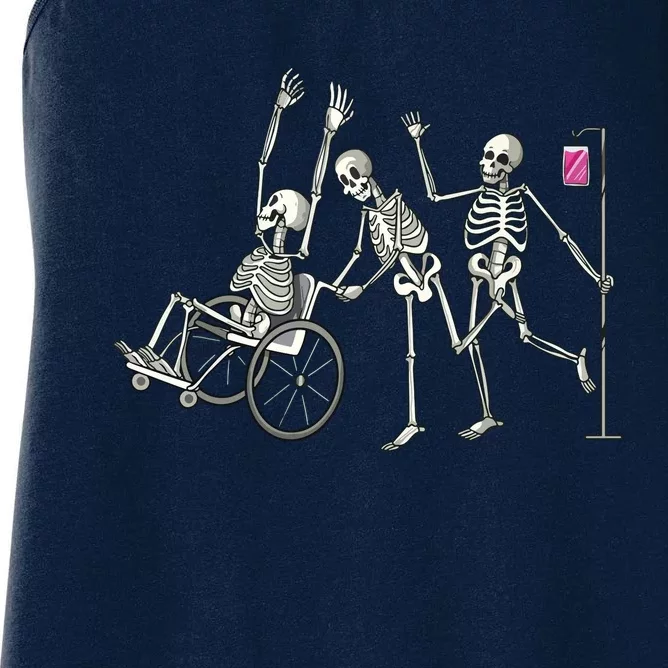 Nurse Skeletons Funny Halloween Hospital Healthcare Crew Women's Racerback Tank