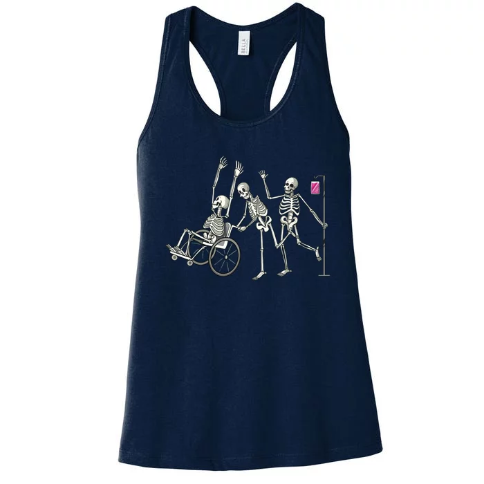 Nurse Skeletons Funny Halloween Hospital Healthcare Crew Women's Racerback Tank