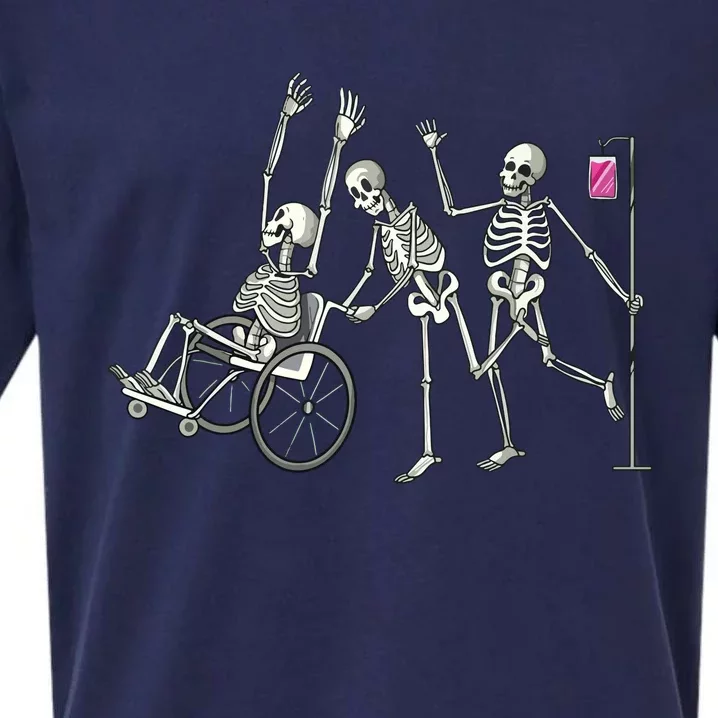 Nurse Skeletons Funny Halloween Hospital Healthcare Crew Sueded Cloud Jersey T-Shirt