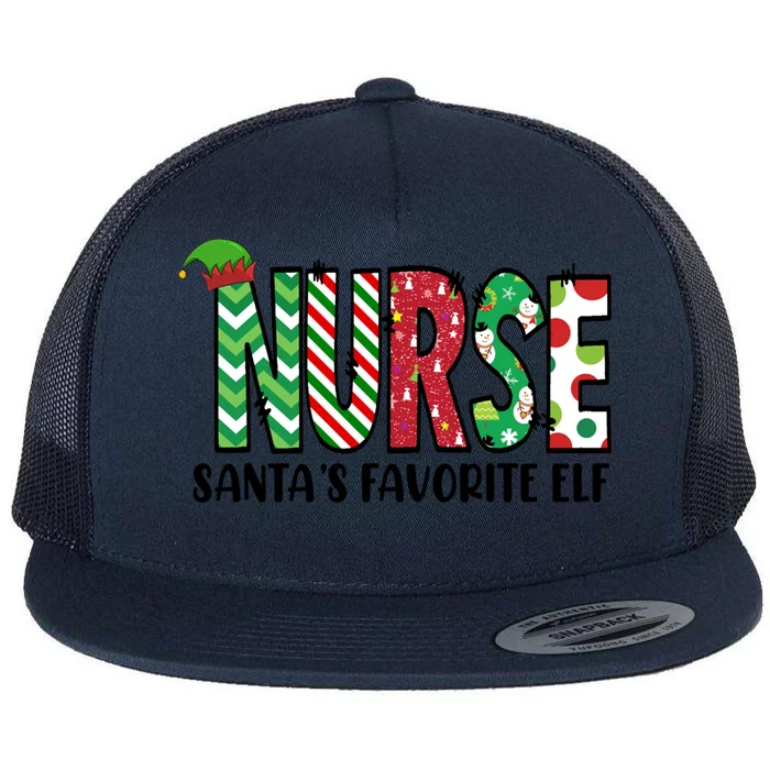 Nurse Santas Favorite Elf Funny Nurse Merry Christmas Gift Flat Bill Trucker Hat