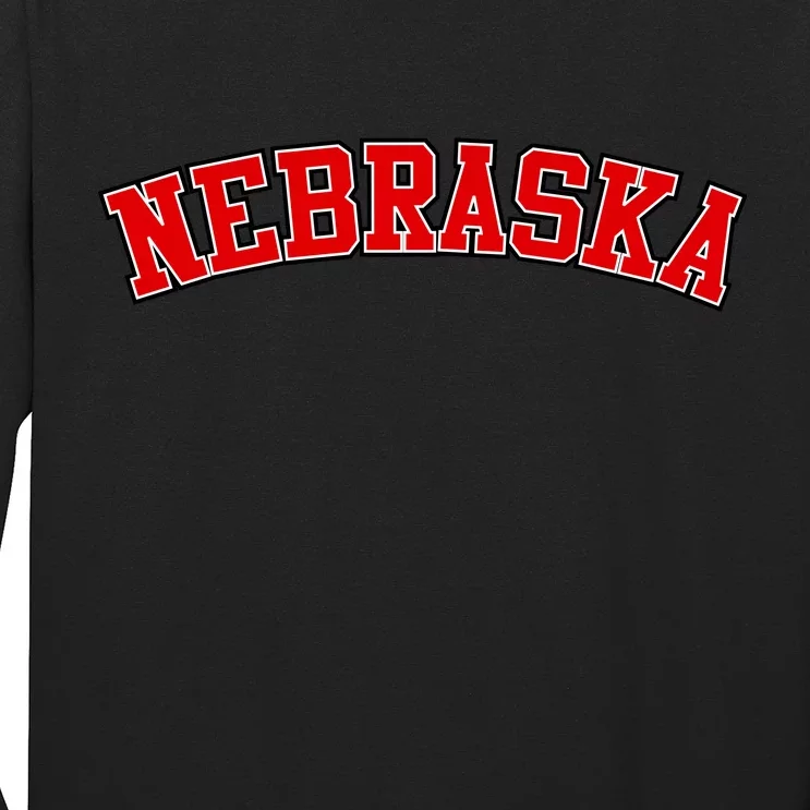 Nebraska Sports Fan Word Logo Football Long Sleeve Shirt