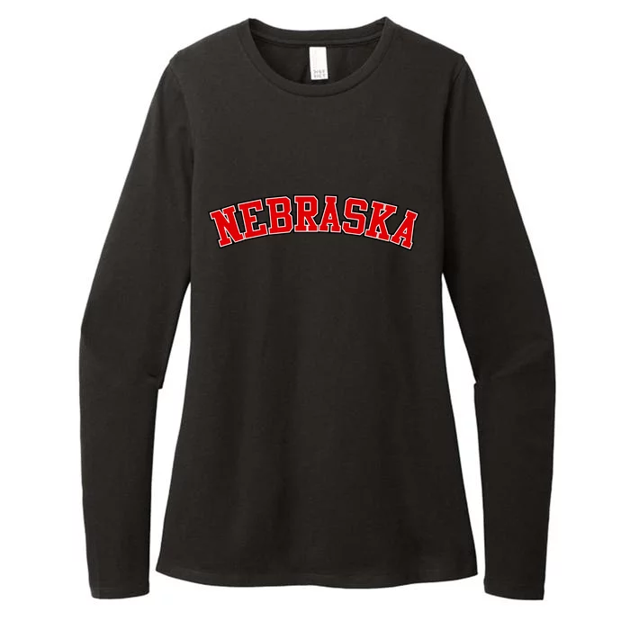 Nebraska Sports Fan Word Logo Football Womens CVC Long Sleeve Shirt