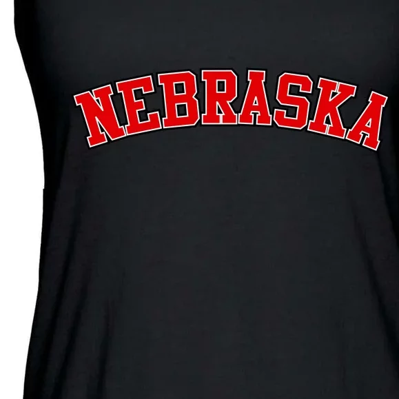 Nebraska Sports Fan Word Logo Football Ladies Essential Flowy Tank